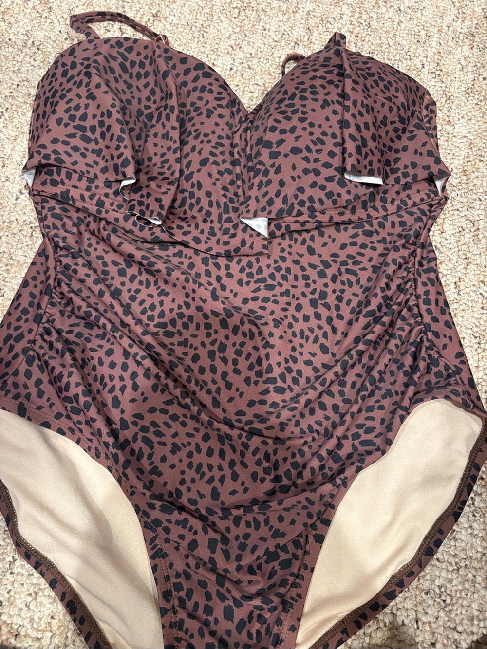 Women’s Brown Leopard Print One-Piece Swimsuit